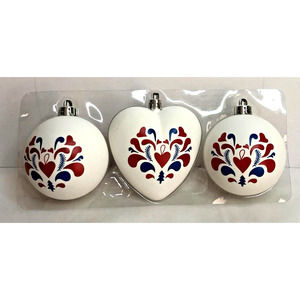 Ikea Vinter Scandinavian Folk Art Heart Rosemailing Ornaments Shatterproof Set 3